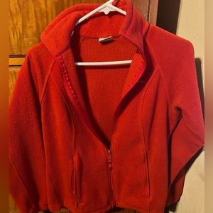 Red Columbia jacket.